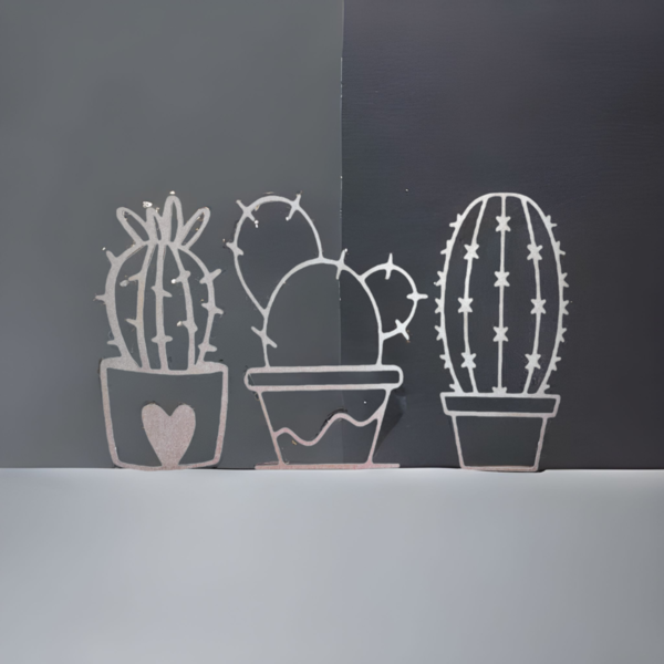 Wanddecoratie - cactussen MDF 6 mm - 3 stuks