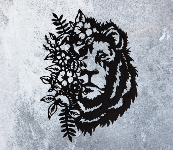 Wanddecoratie - Leeuw met bloemen - MDF 6 mm