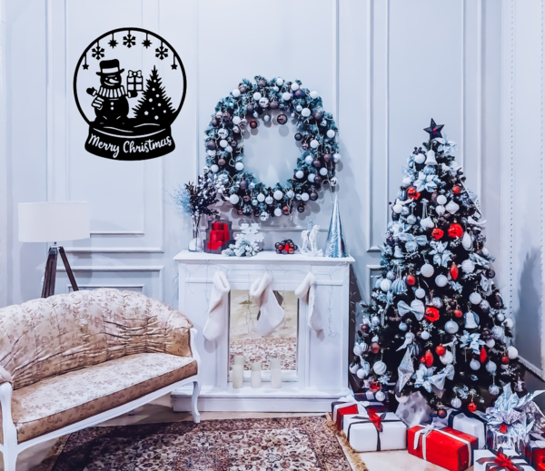 Wanddecoratie - Merry Christmas sneeuwbol - MDF 6 mm